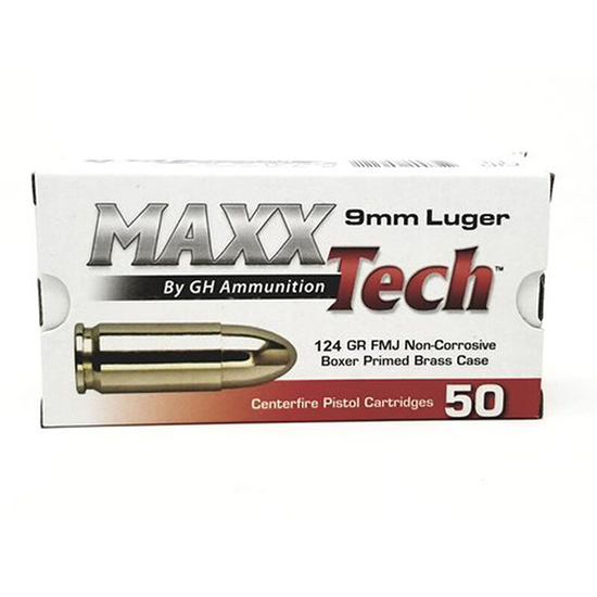 MAXX 9MM 124GR FMJ BRASS 50/10 - Sale